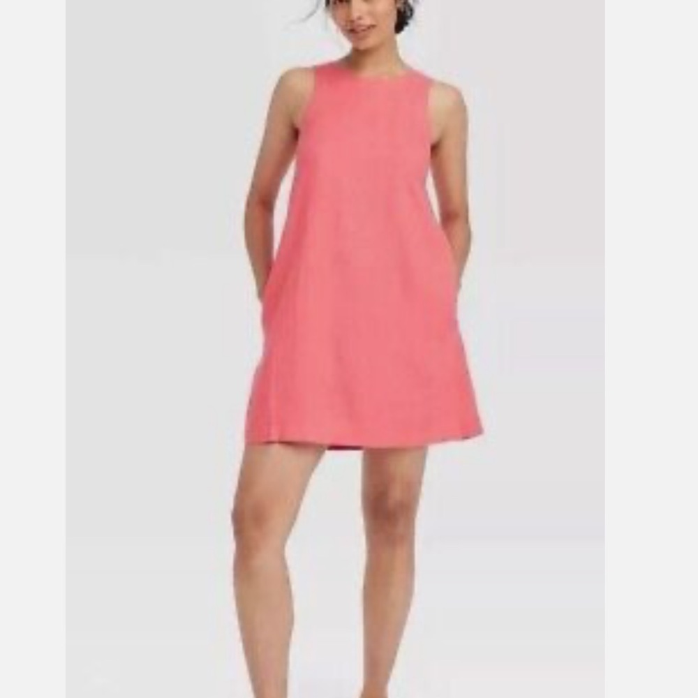 A New Day - Pink High Neckline Shift Sundress